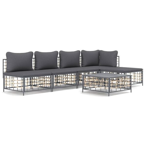 vidaXL Garden Lounge Set Anthracite Poly Rattan Large Modular