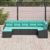 vidaXL Garden Sofa Set with Cushion 7 pcs Black and turquoise