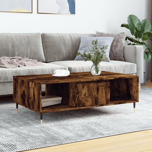 vidaXL Coffee Table Smoked Oak Engineered wood and iron