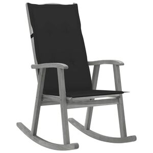 vidaXL Rocking Chair Grey Solid acacia wood, 100% polyester Medium