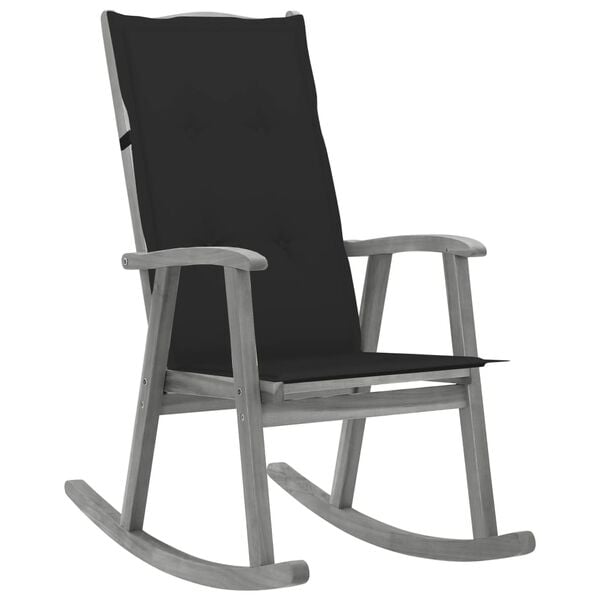 vidaXL Rocking Chair Grey Solid acacia wood, 100% polyester Medium