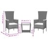 vidaXL Garden Dining Set Grey PE rattan 3 Piece Set