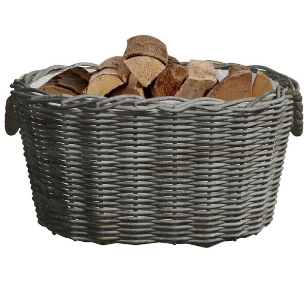 vidaXL Firewood Basket with Carrying Handles 23.6"x15.7"x11" Gray Willow