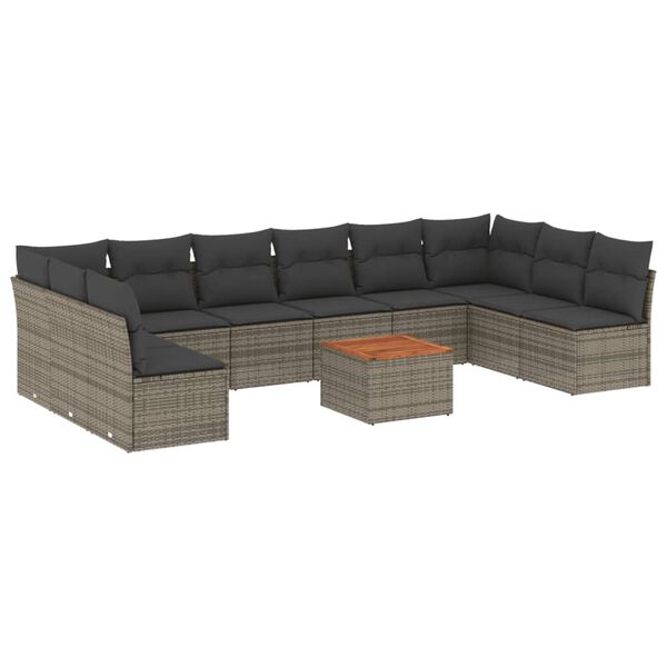 vidaXL Garden Sofa Set Grey PE rattan Large Modular Garden Sofa Set