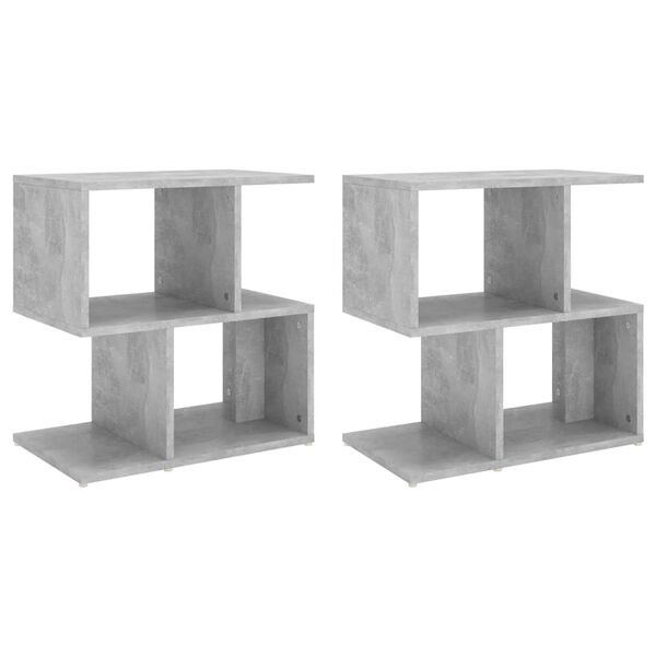 vidaXL Bedside Cabinet Set of 2 Concrete Grey Engineered Wood Medium