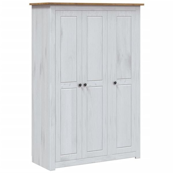 vidaXL Wardrobe White Solid Pine Wood Large Wardrobe Rectangular