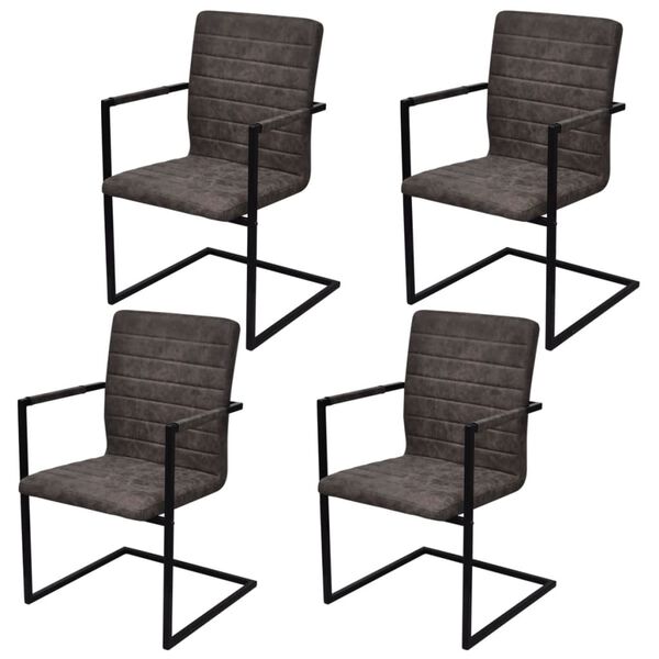 vidaXL Dining Chair Set of 4 Brown PU leather Standard Lightweight