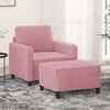 vidaXL Sofa Chair with Footstool Pink 23.6" Velvet