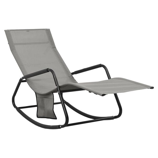 vidaXL Sun Lounger Grey Steel frame, Textilene fabric Medium Sun Lounger