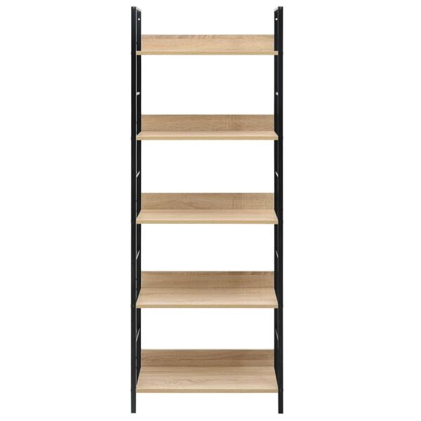 vidaXL Shelf Cabinet Oak and Black Engineered Wood, Steel Compact