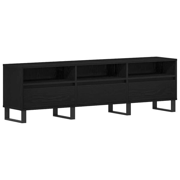 vidaXL TV Cabinet Black Oak 59.06 x 11.81 x 17.52 in Engineered Wood