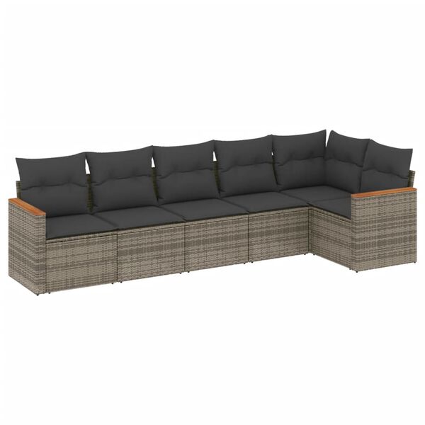 vidaXL Garden Sofa Set Grey, Dark Grey PE Rattan, Powder-Coated Steel