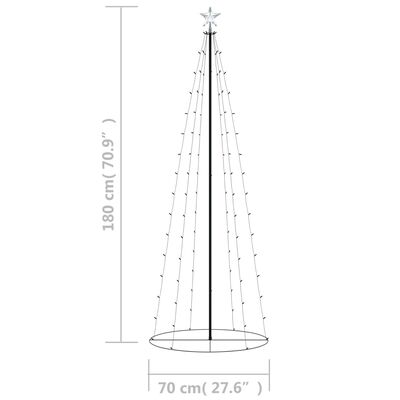 vidaXL Christmas Cone Tree Warm White 100 LEDs Decoration 2x6 ft