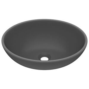 vidaXL Luxury Basin Oval-shaped Matt Dark Grey 15.7x13.0" Ceramic