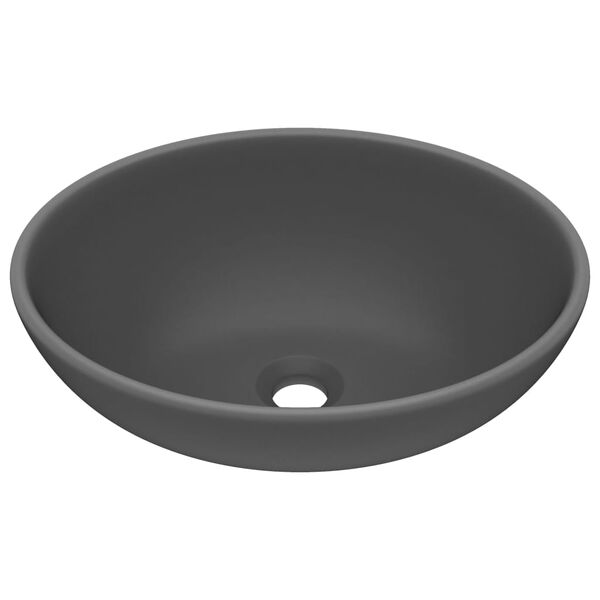 vidaXL Luxury Basin Oval-shaped Matt Dark Grey 15.7x13.0" Ceramic