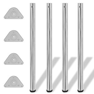 vidaXL Table Leg Set of 4 Chrome Iron Standard Adjustable Feet