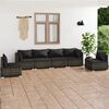 vidaXL Garden Lounge Set Grey PE rattan, powder-coated steel, plastic