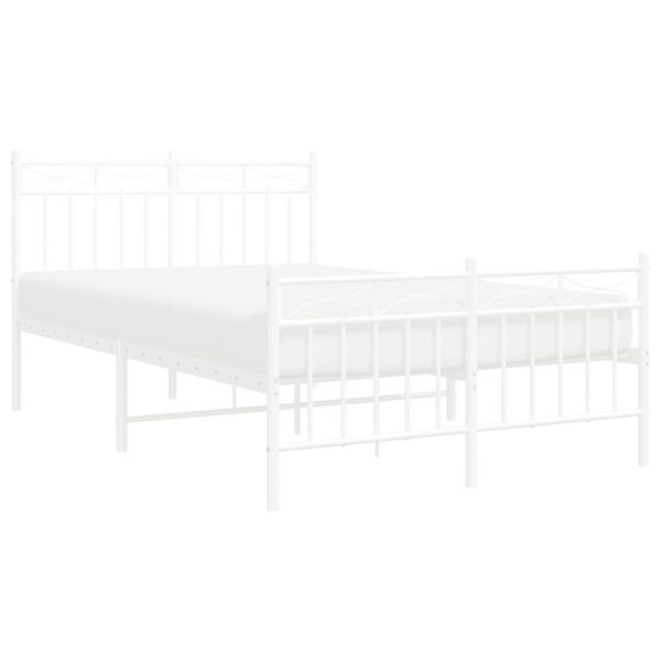 vidaXL Bed Frame White Powder-Coated Steel 47.2x78.7 in Bed Frame