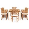 vidaXL 9 Piece Patio Dining Set with Cushions Solid Teak Wood