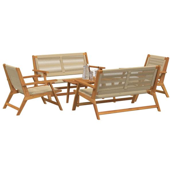 vidaXL Garden Chairs with Table 5 pcs Beige Solid Acacia wood