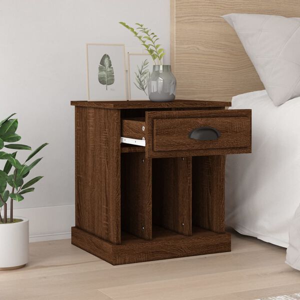 vidaXL Bedside Cabinet Set of 2 Brown Oak Engineered Wood