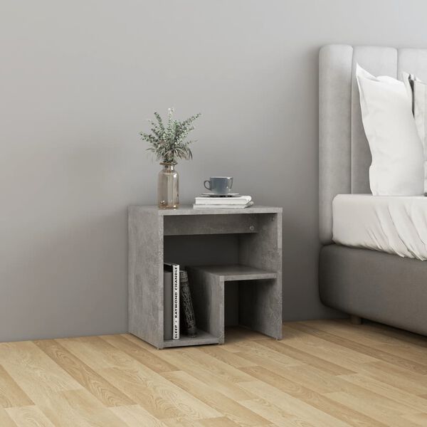 vidaXL Bed Cabinet Concrete grey Engineered wood 15.7 x 11.8 x 15.7 in