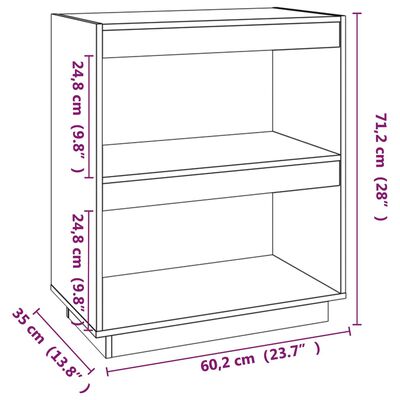 vidaXL Book Cabinet Gray 23.6"x13.8"x28" Solid Wood Pine