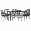 vidaXL Garden Dining Set Black Poly Rattan Six-seater Removable Covers