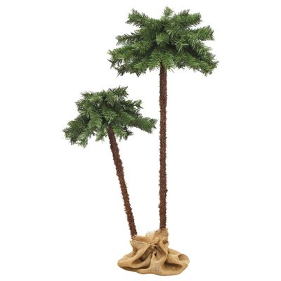 vidaXL Artificial Double Palm Tree with LEDs 35.4"&59.1"