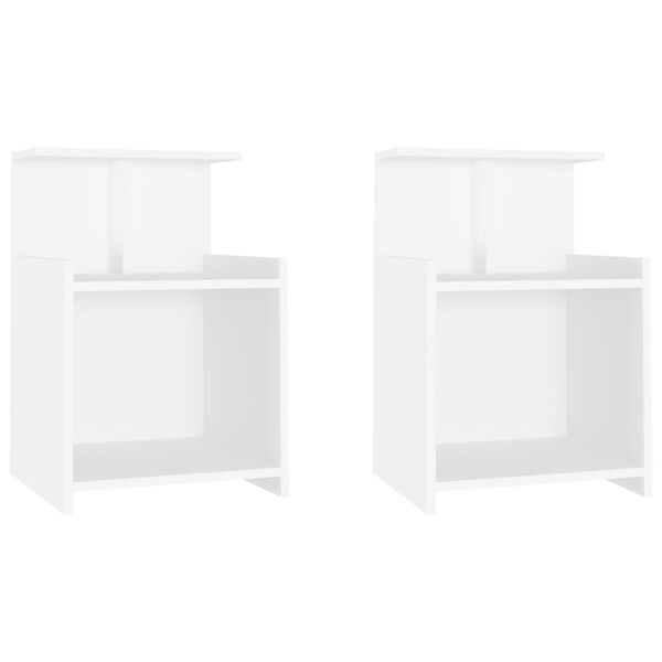vidaXL Bed Cabinet Set of 2 White Engineered wood 15.7x13.8x23.6 in