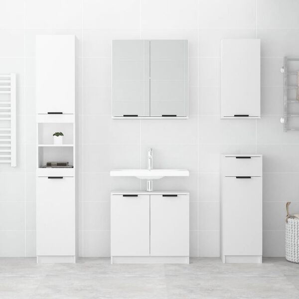 vidaXL Bathroom Cabinet White Engineered Wood Tall Bathroom Cabinet