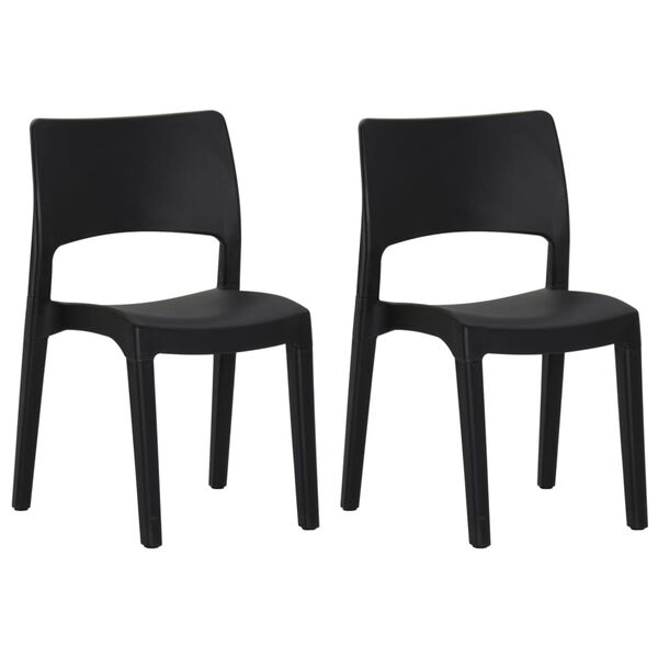 vidaXL Garden Chair Set of 2 Anthracite Polypropylene Stackable