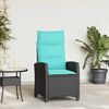 vidaXL Reclining Garden Chair Black PE rattan Standard Foldable