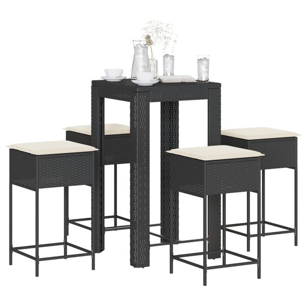vidaXL Garden Bar Set Black, Cream White