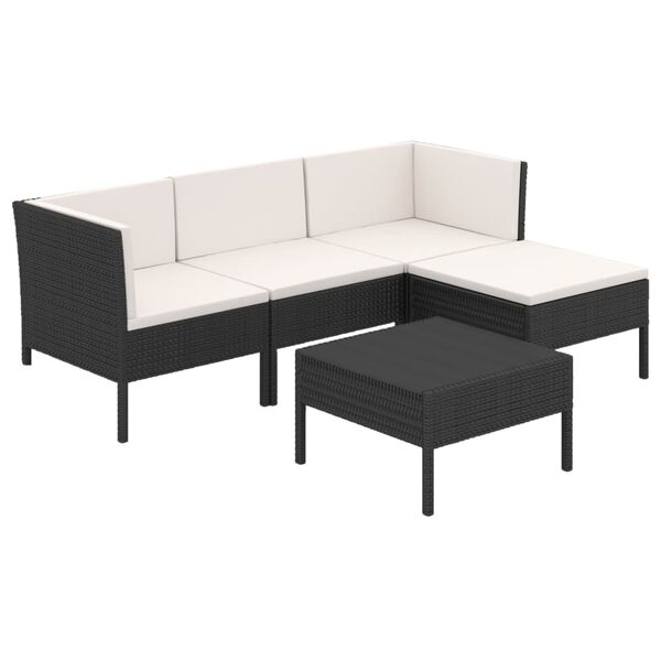 vidaXL Garden Lounge Set Black, Cream White