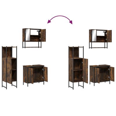 collage showing multiple angles of the rustic bathroom storage units for assembly or arrangement