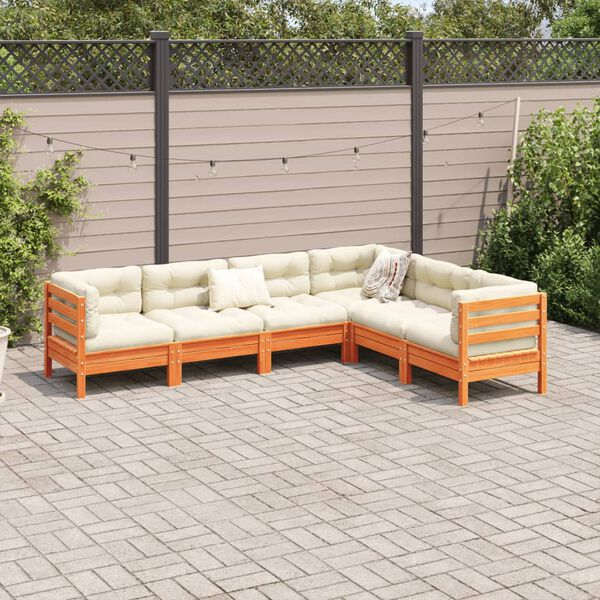 vidaXL Patio Sofa Set Wax brown Solid pine wood Large Modular