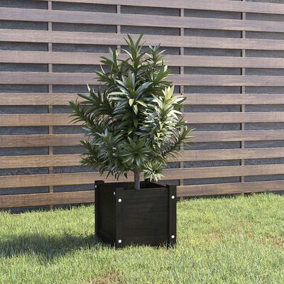 vidaXL Garden Planter Black 12.2"x12.2"x12.2" Solid Wood Pine