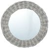vidaXL Mirror Natural Rattan Wicker, Glass 31.5 in diameter