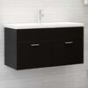 vidaXL Sink Cabinet With Basin Black Engineered wood, Ceramic Medium