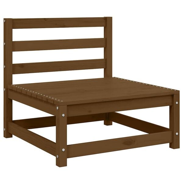 vidaXL Middle Sofa Honey Brown Solid Pine Wood 27.6 in Modular