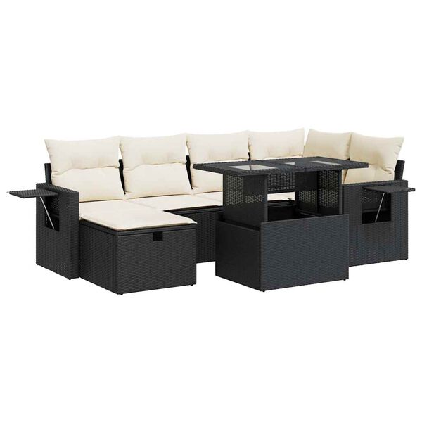 vidaXL Garden Sofa Set Black, Cream White
