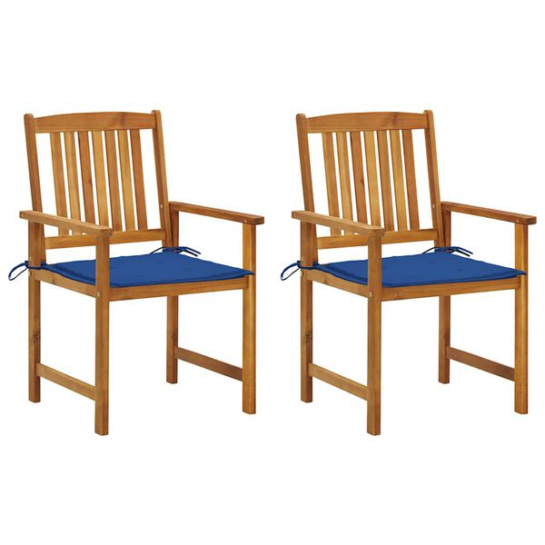 vidaXL Patio Chairs with Cushions 2 pcs Solid Acacia Wood