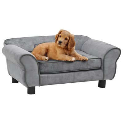 vidaXL Dog Sofa Gray 28.3"x17.7"x11.8" Plush