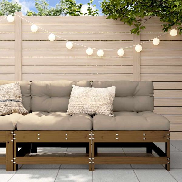 vidaXL Middle Sofa Honey brown Solid pine wood, Plywood Medium Modular