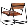 vidaXL Rocking Chair Brown and Black Real Leather and Powder-Coated Iron