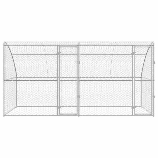 vidaXL Dog Kennel 2 pcs Silver 13.12 x 6.56 x 6.56 ft Galvanised steel