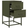 vidaXL Bedside Cabinet Set of 2 Olive Green Steel Medium