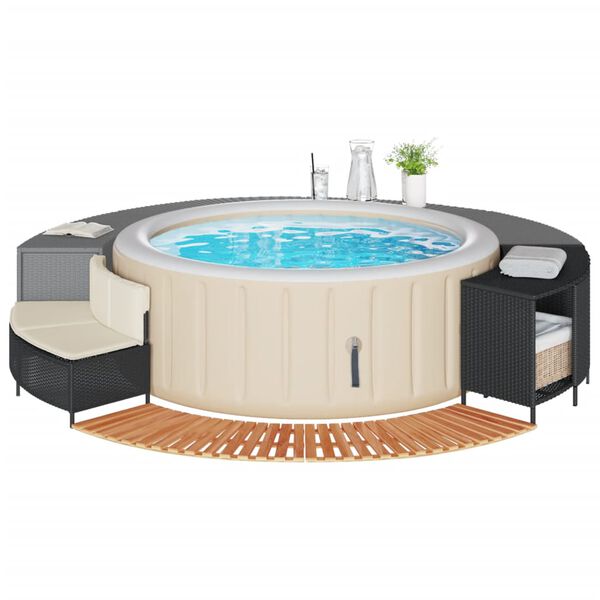 vidaXL Hot Tub Surround Set of 2 Black PE Rattan Medium