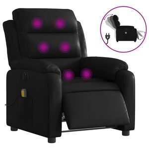vidaXL Electric Massage Recliner Chair Black Faux leather, metal, plywood